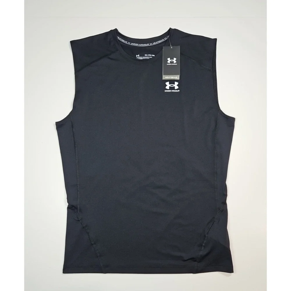 Under Armour Mens Black HeatGear Compression Sleeveless‎ Shirt Size XXL NWT
